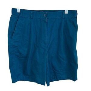 LL‎ Bean Women's Original Fit Chino Shorts 100% Cotton Teal Green Blue Size 12